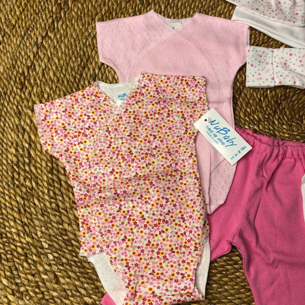 New‎ 11-15 LB Newborn 4Pc Baby Girls Pink Newborns Babies Girl Flowers Floral